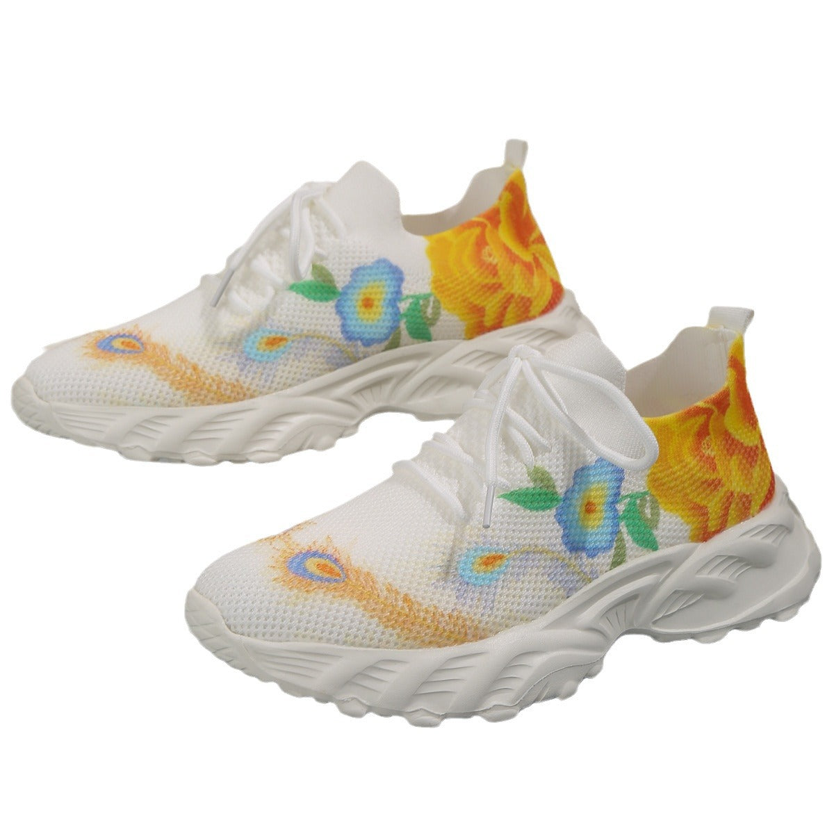 Casual Flower Flying Woven Breathable Surface Soft Bottom Lightweight Sneaker