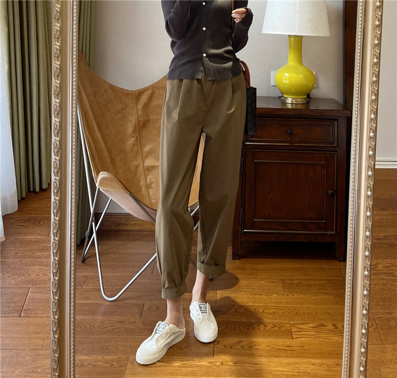 Spring And Autumn Super Soft Sanded Cotton Slimming Elastic Waist Loose Radish Pants