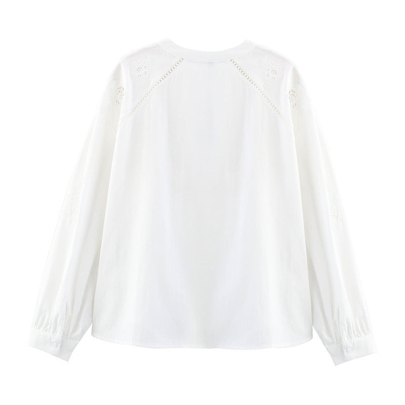 European And American Style Vertical Lace Embroidered Shirt