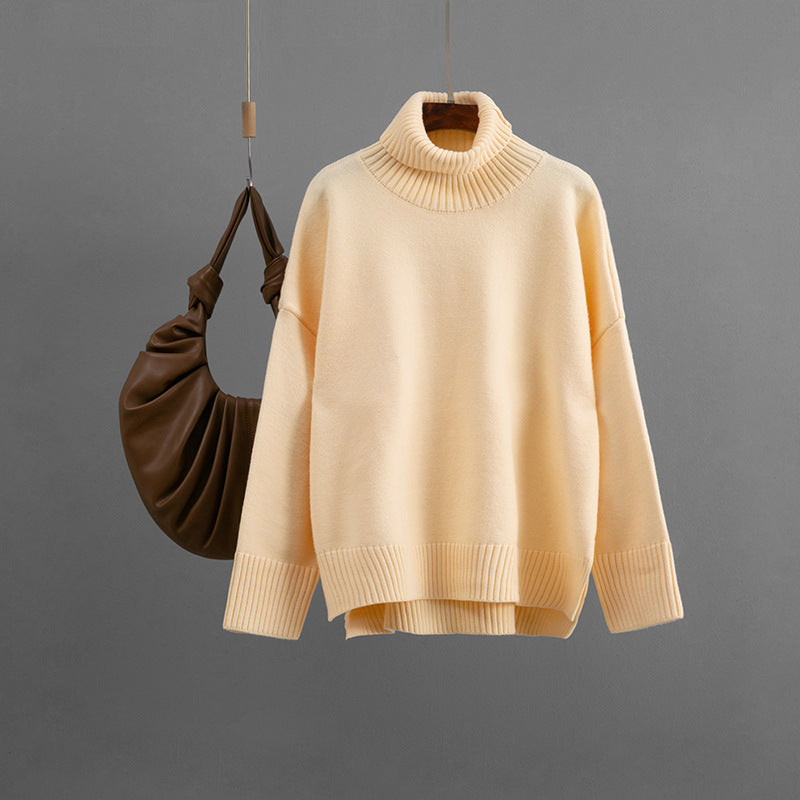 Arrival Casual Loose All-Match Solid-Color Turtleneck Sweater