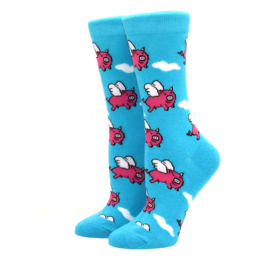 Colorful Women's Cotton Round Socks Funny Banana