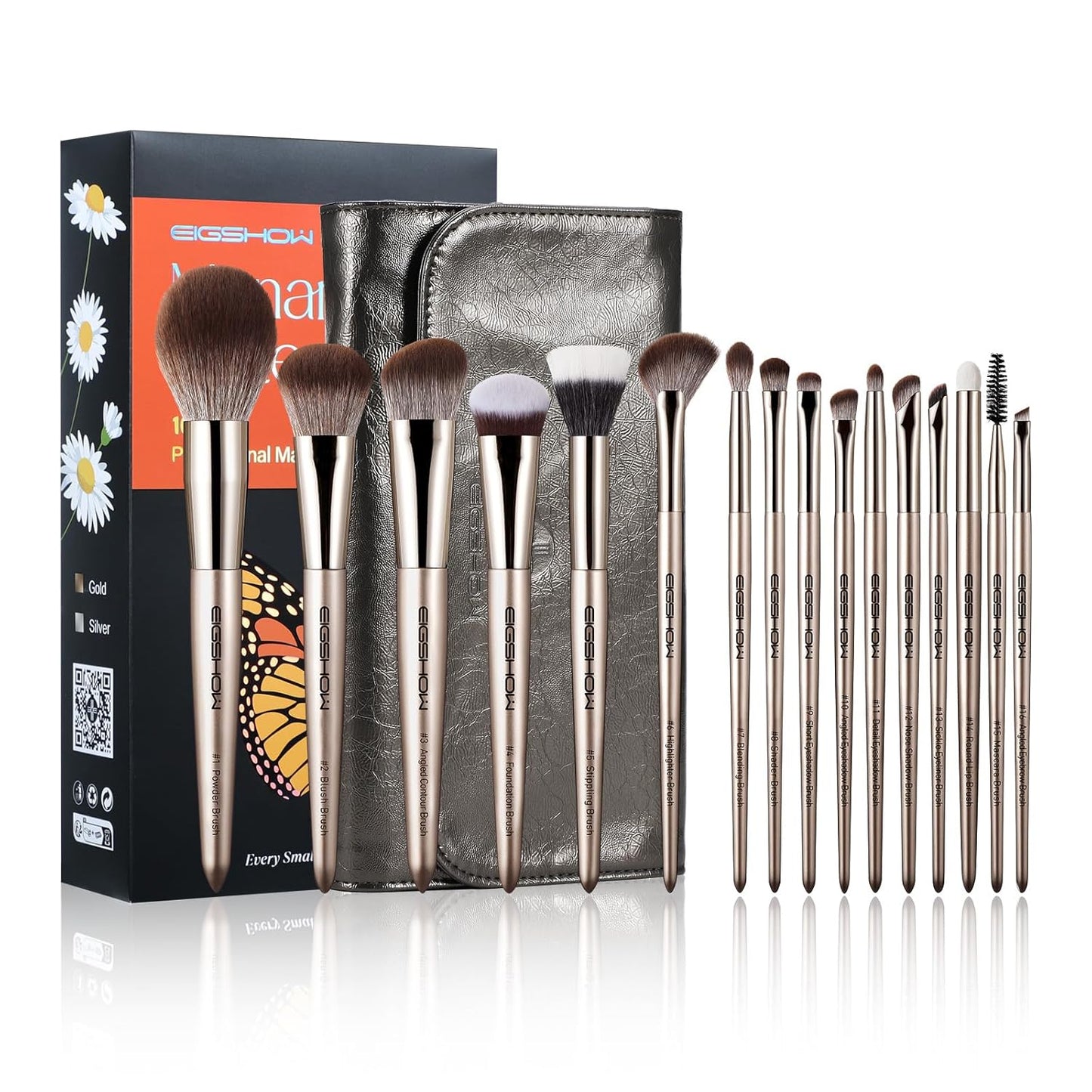 Make up Pinsel, 15 Teile Essenzielle Profi Kosmetikpinsel Im Set, Schminkpinsel, Vegan Make up Pinsel, 7 Stk Lidschattenpinsel, Puder, Rouge, Foundation, Highlighter Pinsel Usw. (Blau)