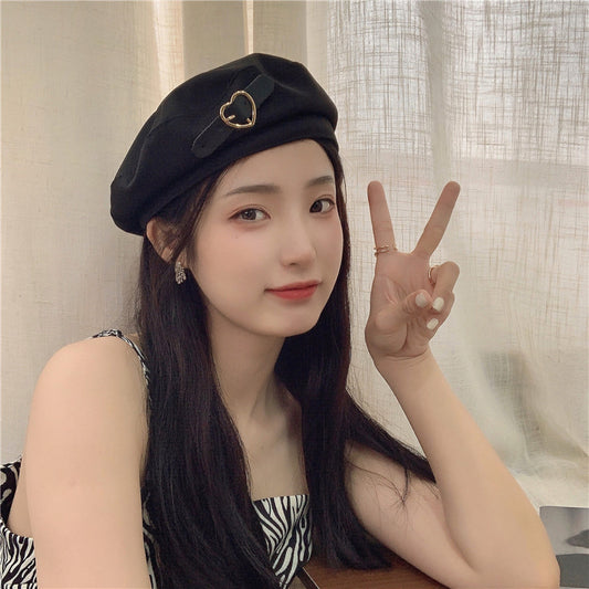 Women's Summer Breathable Retro Black Sweet Beret
