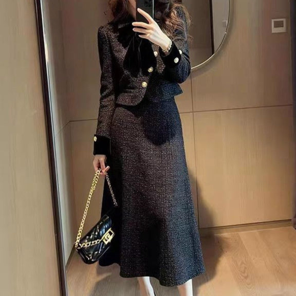 French-style Commuter Outfit Blazer And Skirt Two-piece Set