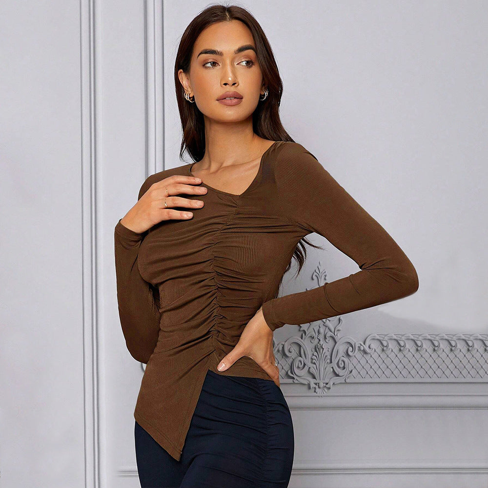 Women's French Elegant Style T-Shirt AutumnWinter Domineering And Intellectual Style High-End Slim Fit Top