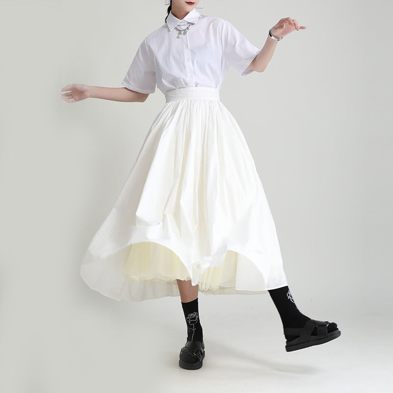 Inner Lining Spun Yarn Puffy Multi-layer Big Hem Skirt