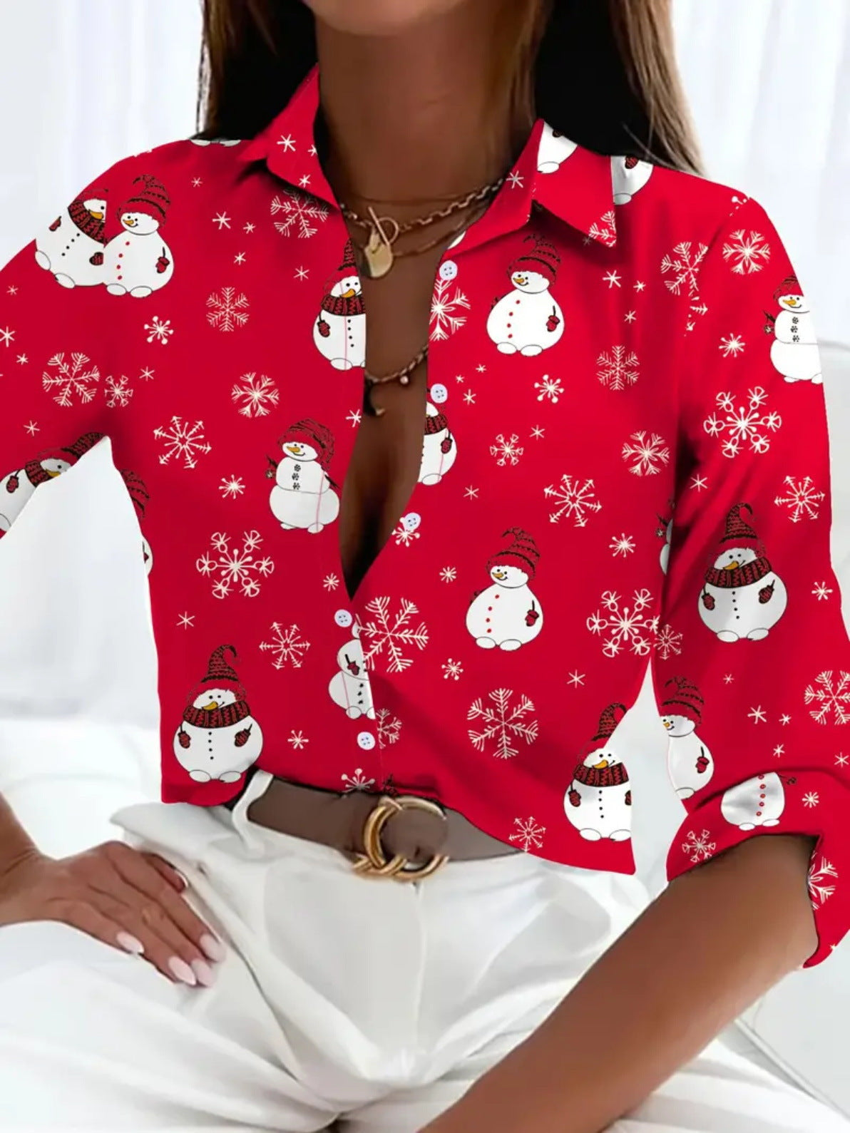 Versatile, High-quality Womens Long-sleeve Christmas Shirt
