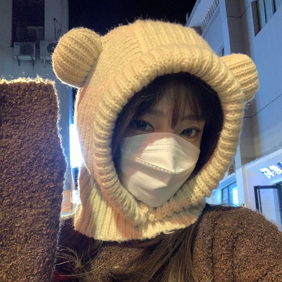 Women's Fashionable Warm Cute Bear Ears Wool Hat