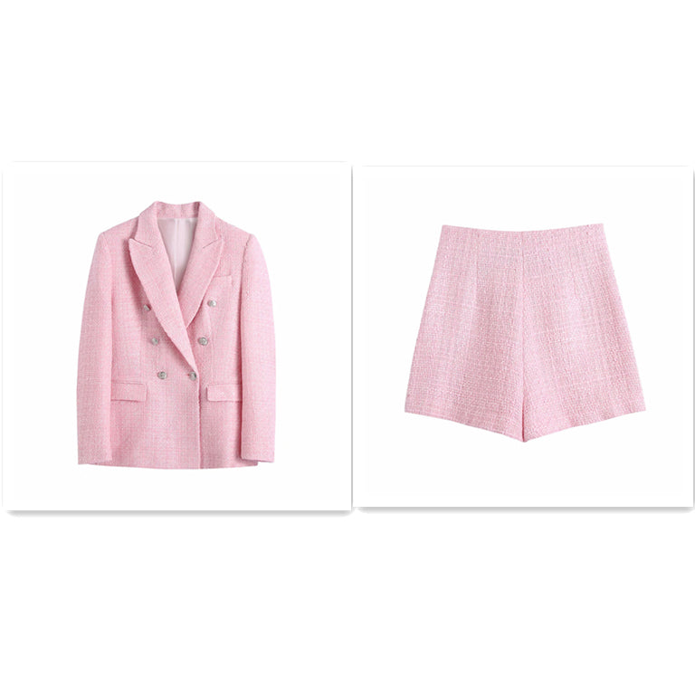 Spring New Women's Double-breasted Small Fragrance Style Sub-textured Blazer