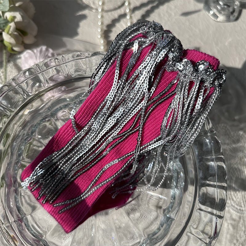 Light Luxury Tassel Female Children Baby Straight Thin Cotton Long Tube Stockings For Dancing