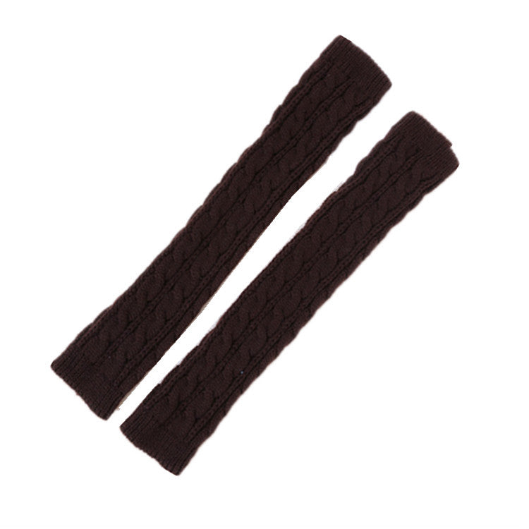 Women's Warm Solid Color Twist Long Half Finger Elastic Sleeves