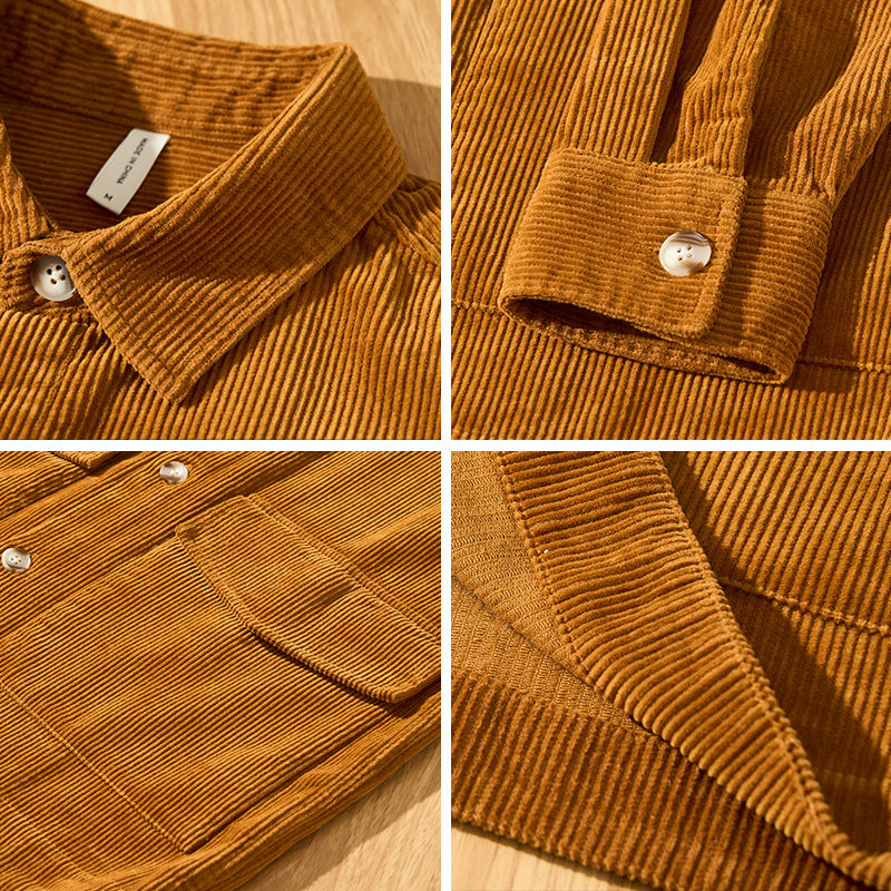 Men's Corduroy Shirt Coat Loose Cotton Casual Shirt