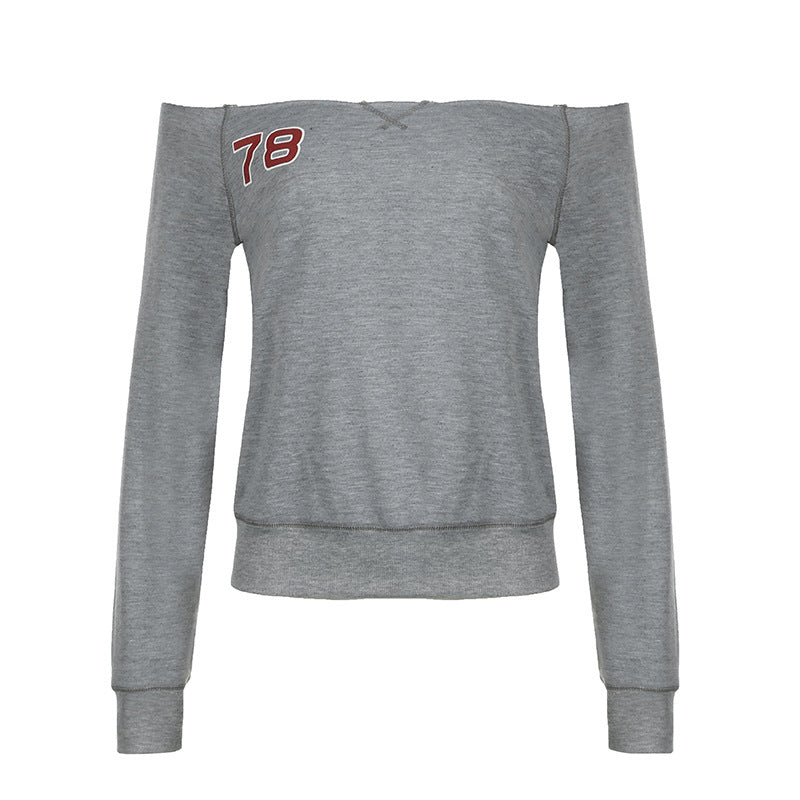Printet Taljestyret Midt-på-mave-langærmet Afslappet Sweatshirt Sexet
