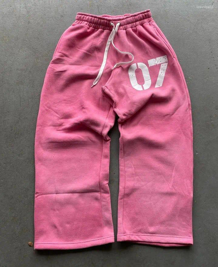 Letter Printed Printed Trousers Elastic Waist Loose Male And Female Trendy Brand Sweatpants