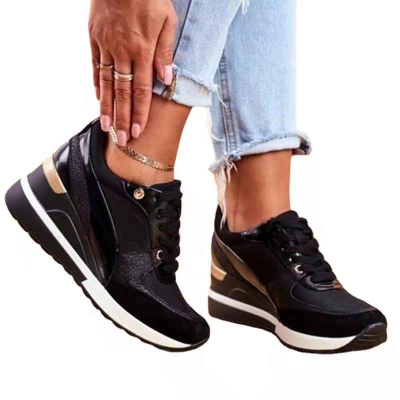 Color Matching Spring Low Cut Daily Black Breathable Female Round Toe Women's Shoes
