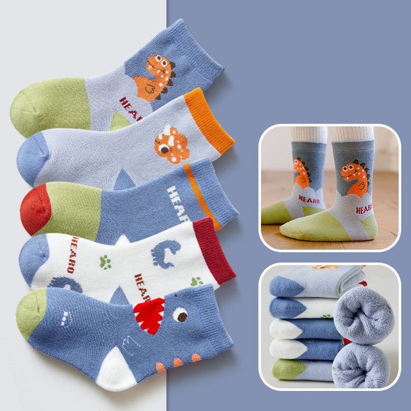 Children's Padded Terry-in-tube Baby Cotton Socks Cartoon Giraffe Towel