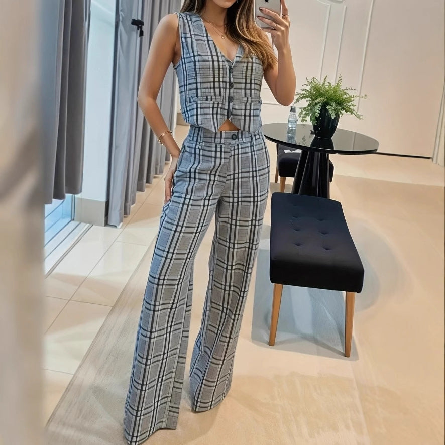 Womens Stylish Form-fitting Solid-color Sleeveless Pantsuit