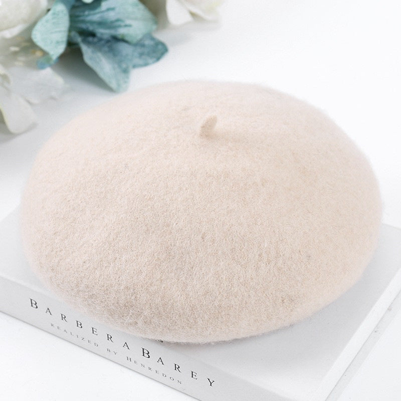 Women's Fashion Casual Solid Color Breathable Wool Tweed Hat