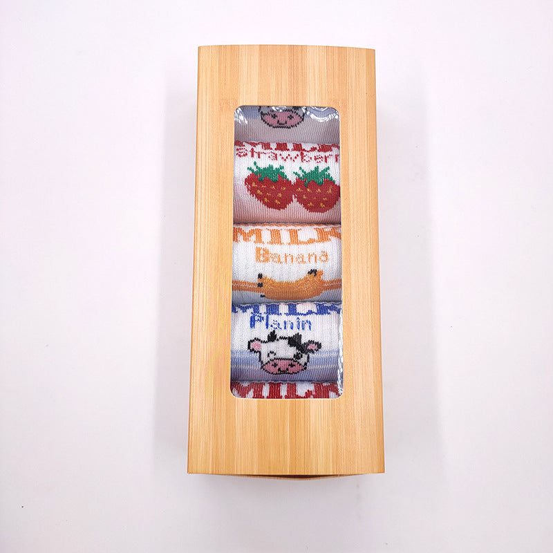 Of Gift Box Socks Women's Polyester Cotton Mid-calf Socks   5 Pairs