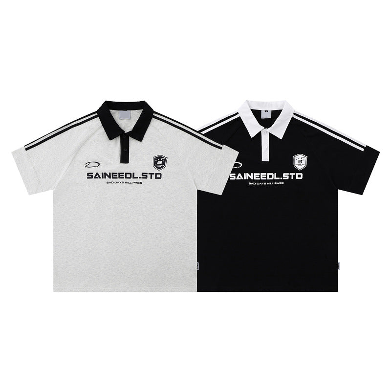 Amerikansk Retro Polo T-shirt Ruoshuai Kortærmet