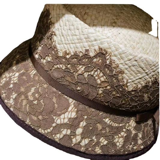 Sun-proof Sun Protection Hat Socialite Style French Straw Short Cap Concave Top Bucket