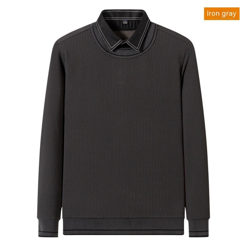 Men's False Two Pieces Velvet Padded Bottoming Shirt