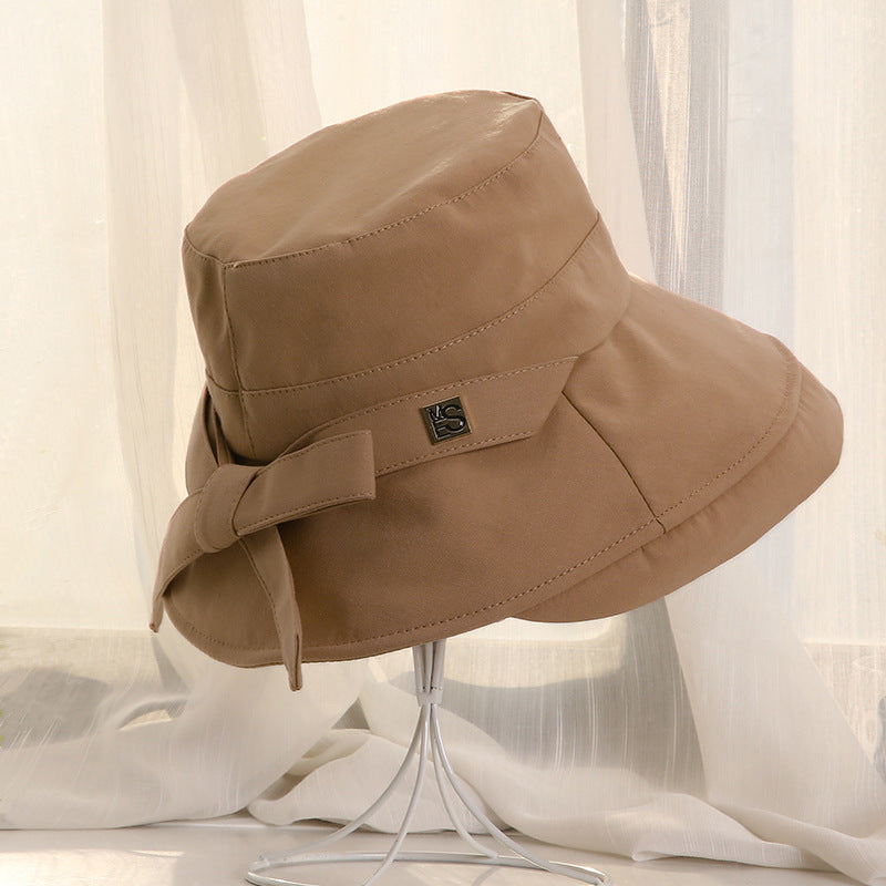 Cotton And Linen Solid Color Foldable Female Basin Hat