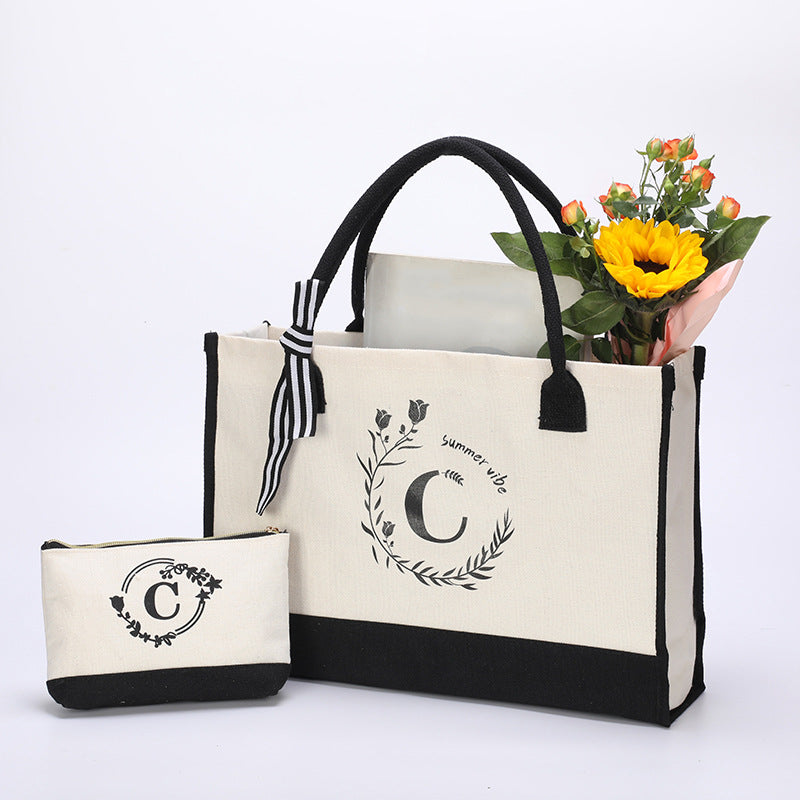 Canvas Bag Personalized First Printed Letter A