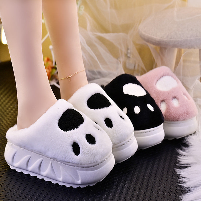 Autumn And Winter Women's Thick Bottom Cotton Slippers Cartoon Cute