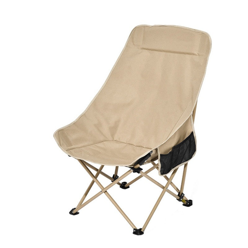 High Back Moon Chair Folding Carbon Steel Chair Outdoor Camping Fishing Adjustable Heightened Backrest
