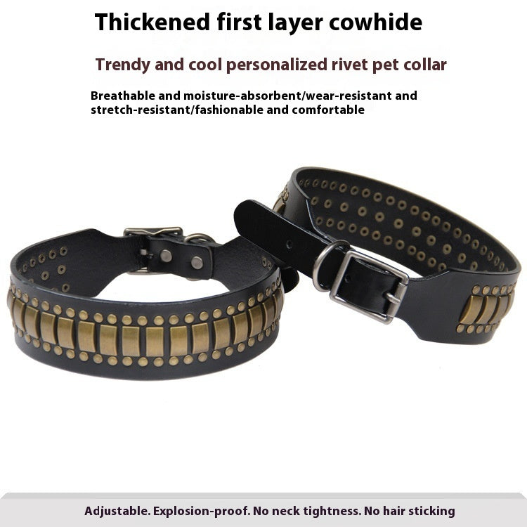 Pet Collar Personality Rivets Large Dog Dog Suit Traction Collar