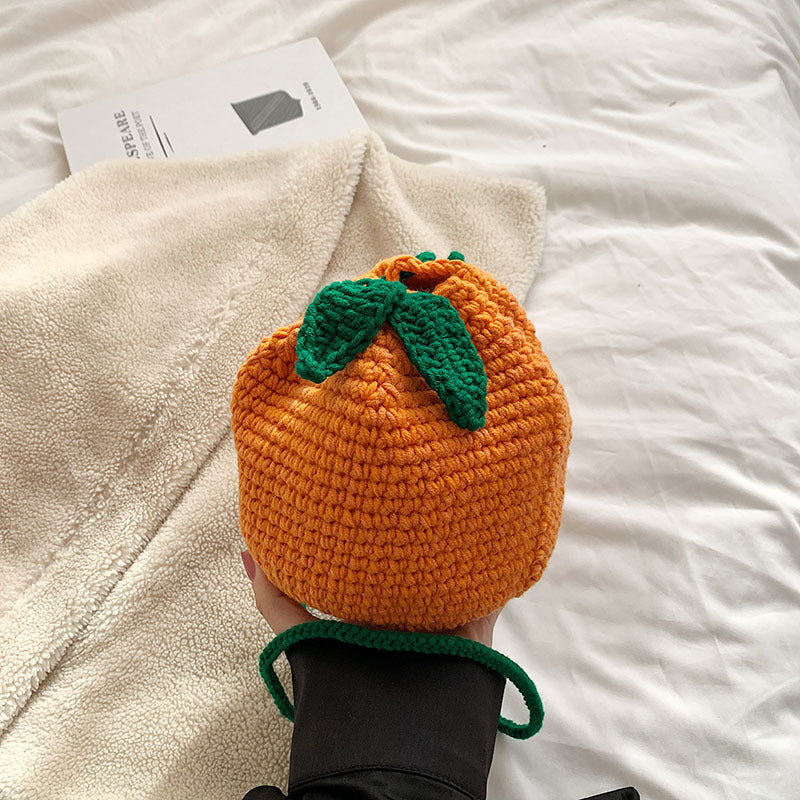 INS Pure Handmade Wool Hook Woven Bag For Children's Crossbody