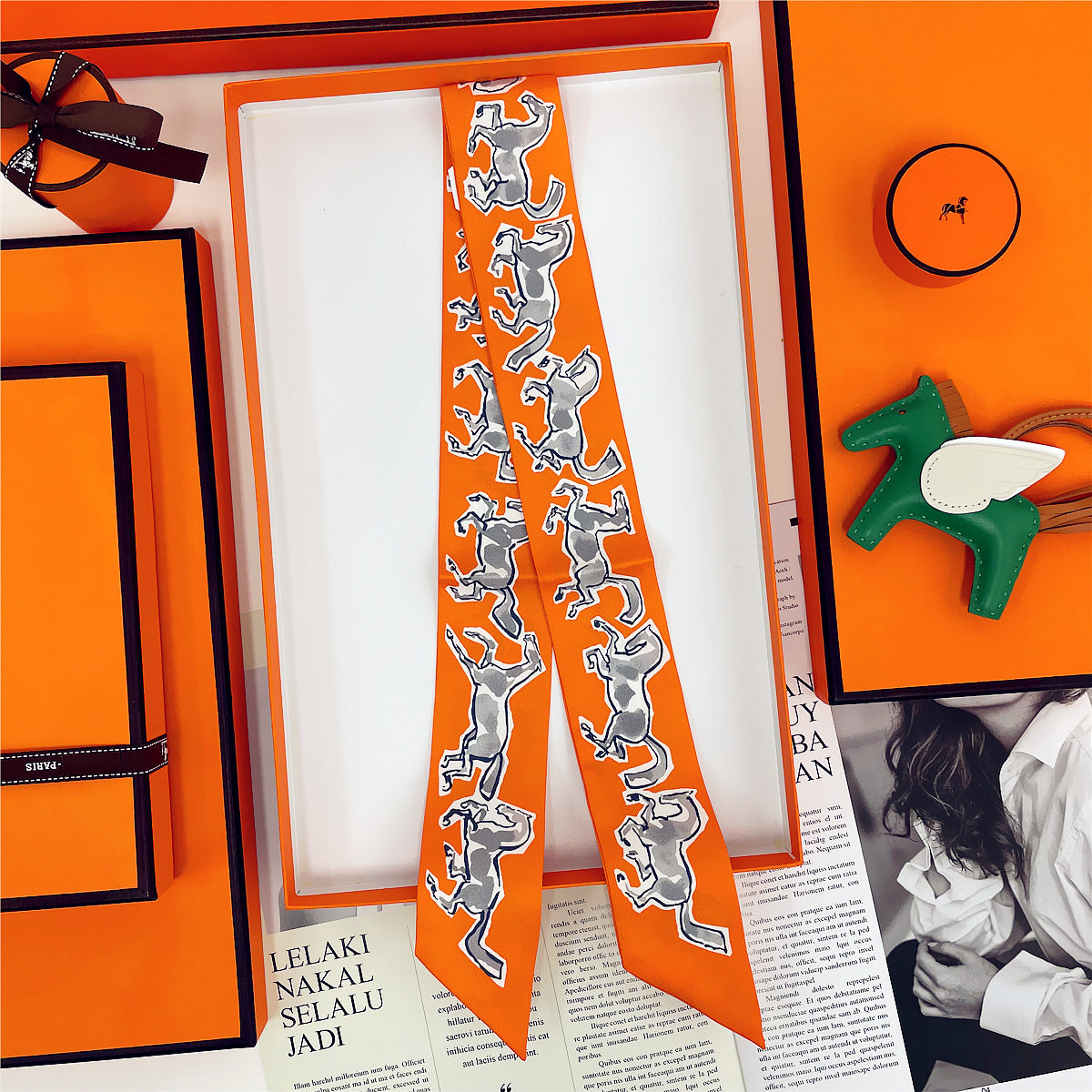 Thin Narrow Ribbon Strip With Floating Ends