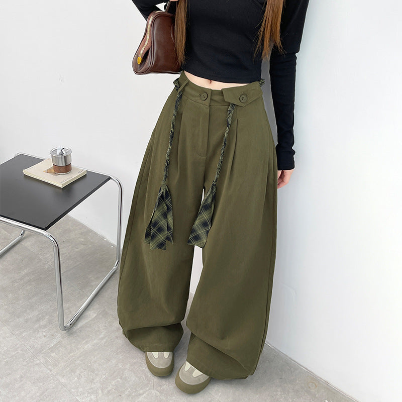 Womens High-waisted Drapey Straight-leg Loose-fit Wide-leg Pants