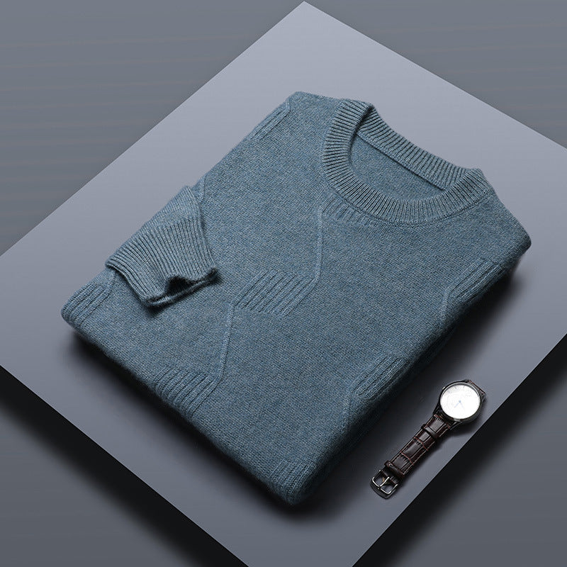 Fashion Men's Round Neck Thick Twisted Sweater
