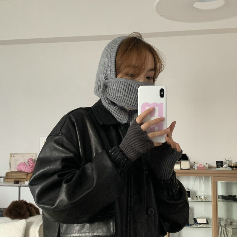 Solid Warm Knitting Wool Mask Hat