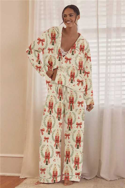European And American Christmas Women's Printed Two-piece Suit Home Wear Pajamas