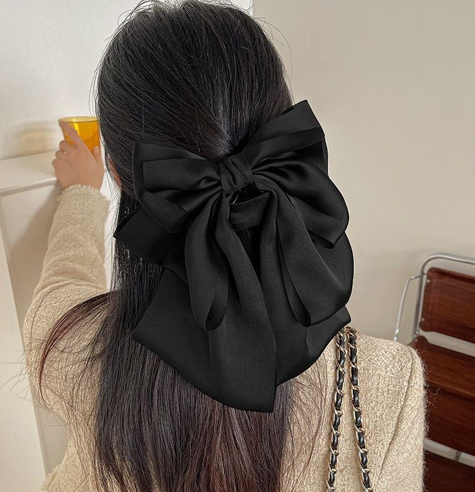 French Gentle Graceful Satin Oversized Bow Ribbon Hairpin