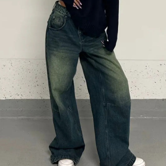 Retrovaskede jeans til kvinder i Plus Size Idle Style