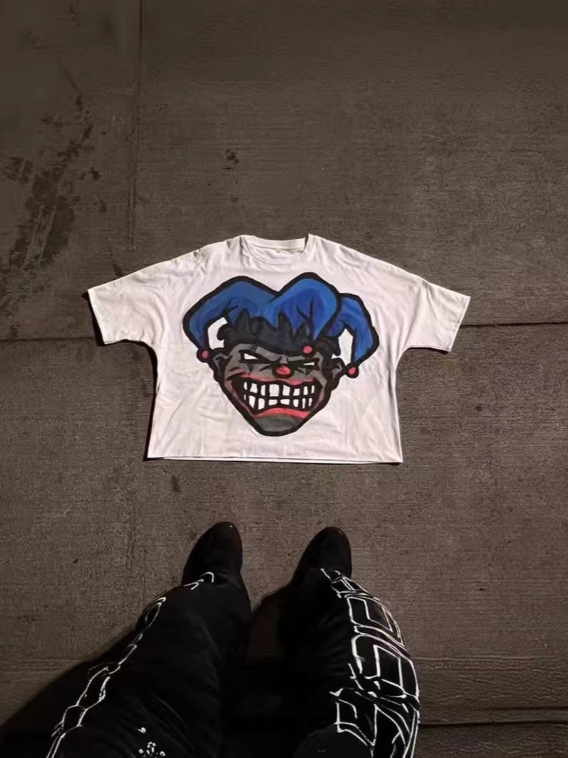 Cartoon Print Hip Hop Harajuku Casual Round Neck T-shirt Gothic Short Sleeve