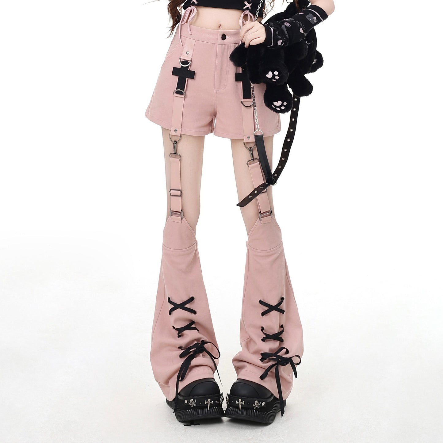 Sweet And Cool Detachable Leg Cover Design Spring And Summer Shorts For Women