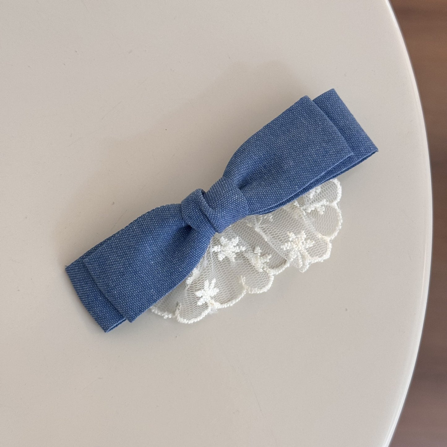 Lace Denim Blue Bow Barrettes Hairpin