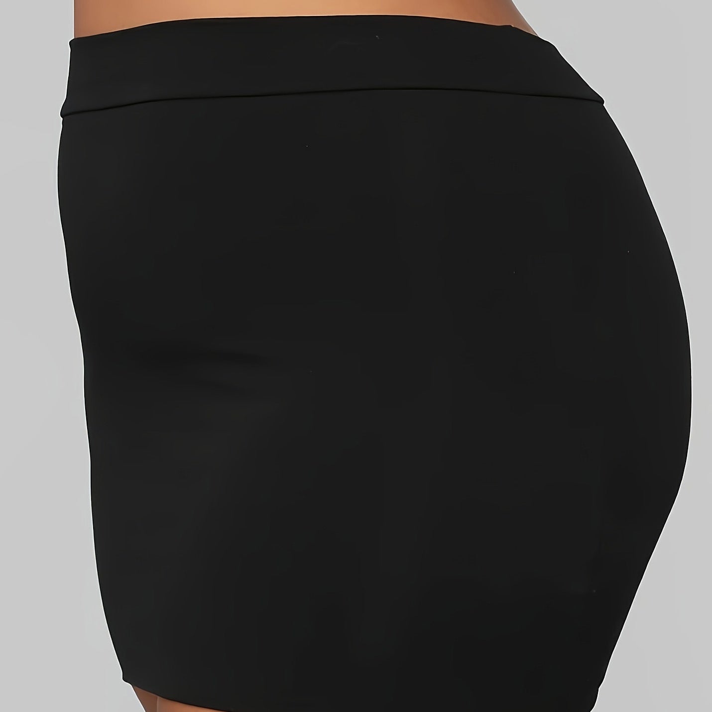 Female Tight Black Plus Size Half Length Skirt