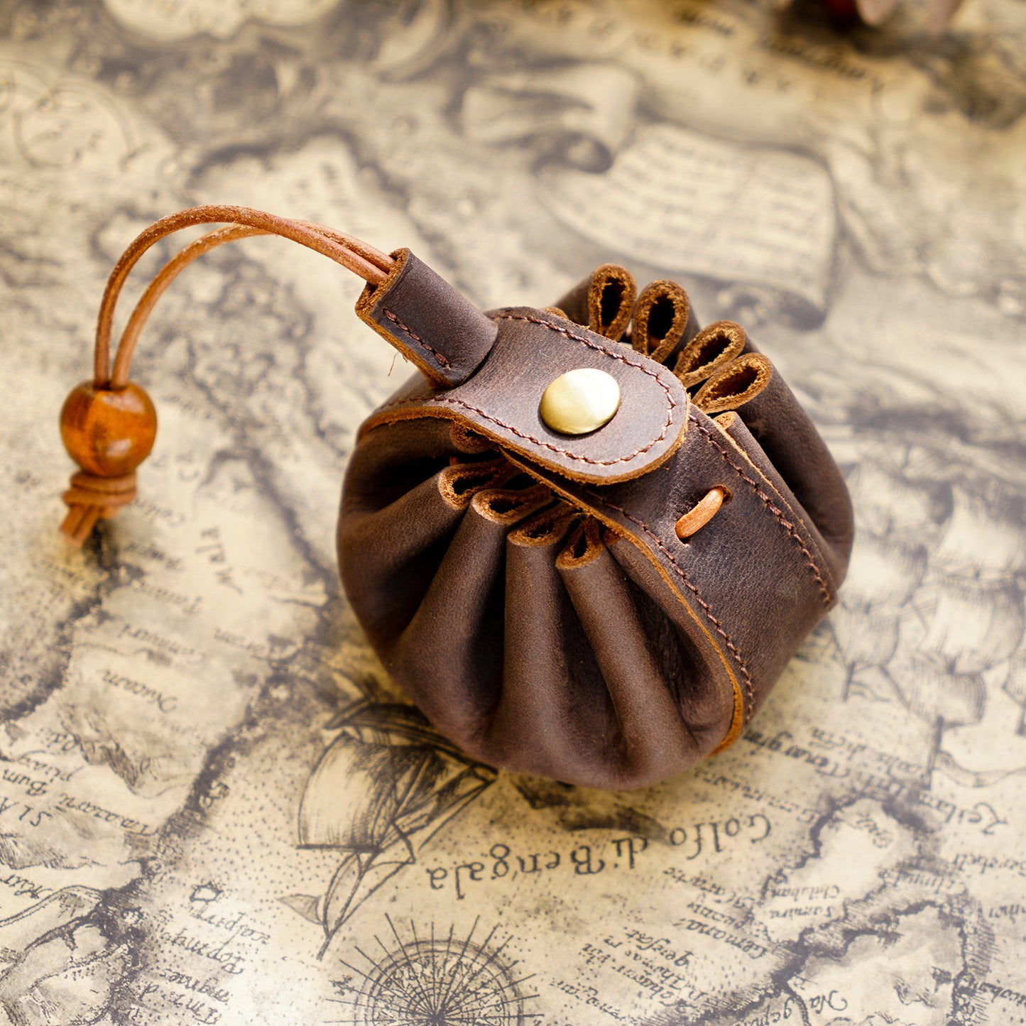 Handmade Top Layer Cowhide Zero Wallet Drawstring