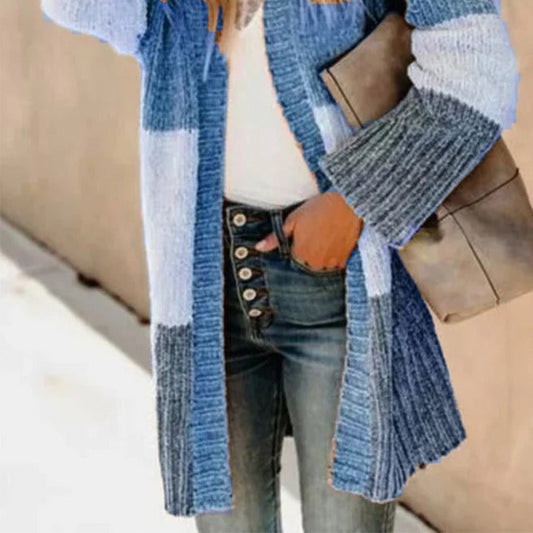 Women's Autumn And Winter Warm Contrast Color Knitted Sweater