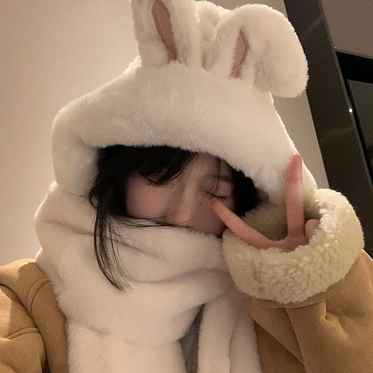 Thickened Warm Scarf Gloves Three Piece Set