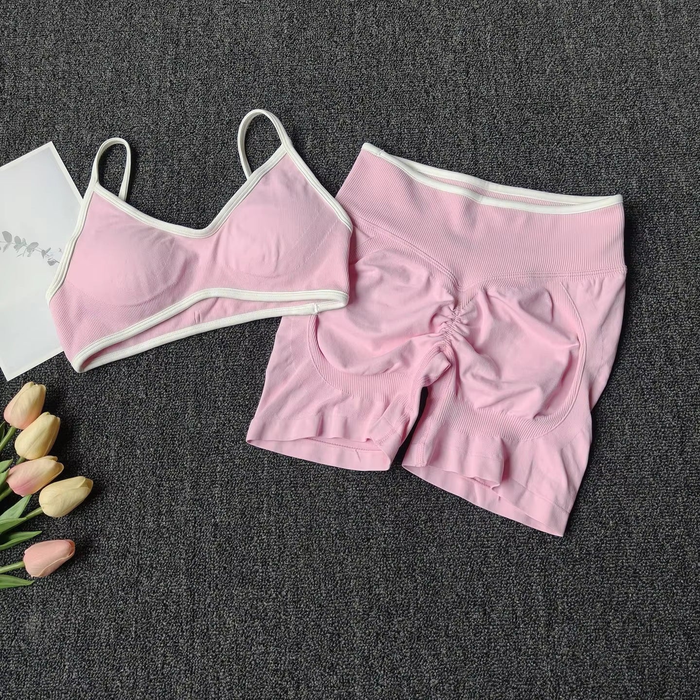 Womens High-Waisted Leggings And Top Two-Piece Workout Set
