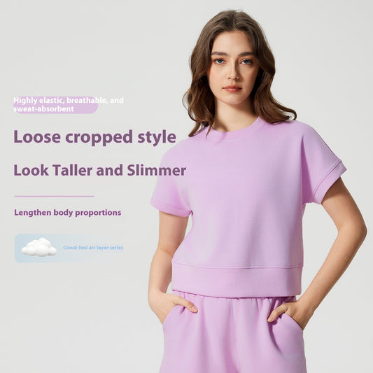 Leisure Sports Cloud Sense Air Layer Short Loose Thin Yoga T-shirt
