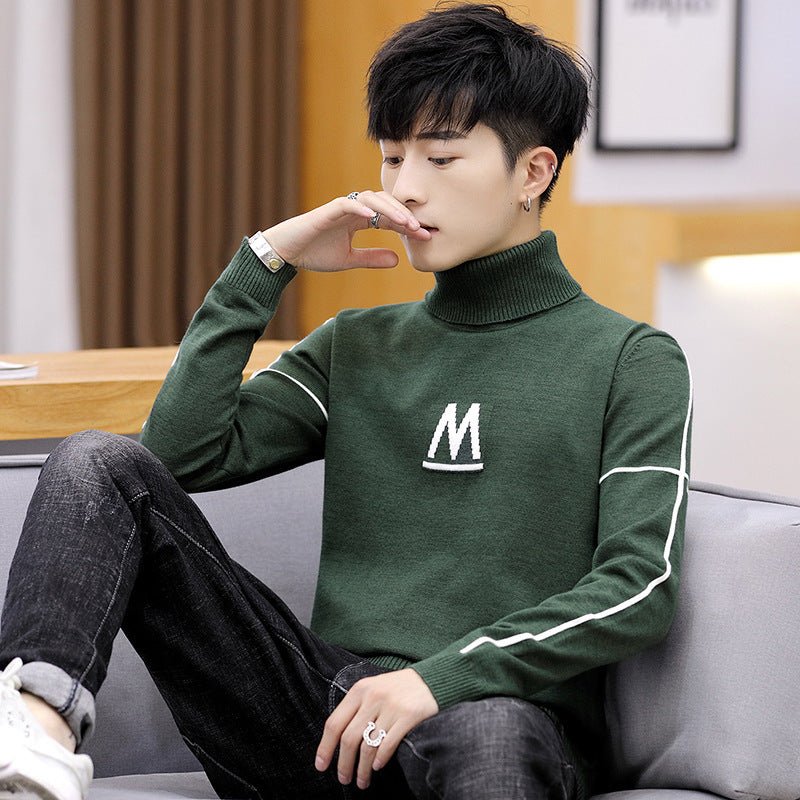 Men's Long Sleeve M Letter Turtleneck Pullover