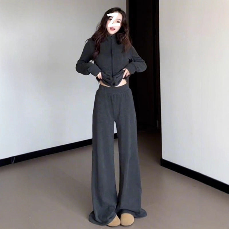 Women's Slimming Hoodie Fashion Wide-leg Pants Two-piece Set